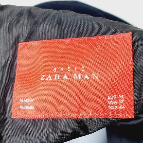 Zara Men's Black Mock Neck Suede Front Snap Winter Puffer Jacket Size XL - Picture 12 of 13